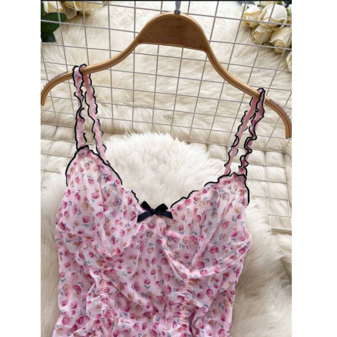 Women Sweet Homewear Suits Flo - Romper Floral Print ulasan dan harga