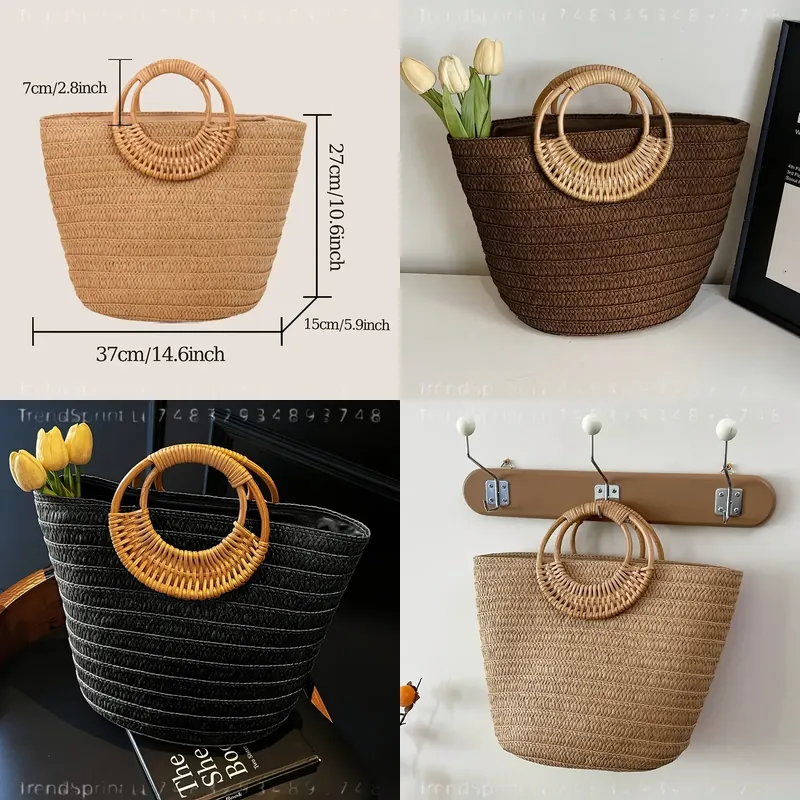 Women Summer Woven Paper Tote  - Tote Bag Beach ulasan dan harga