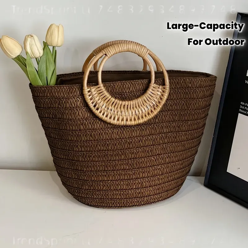 Women Summer Woven Paper Tote  - Tote Bag Beach ulasan dan harga