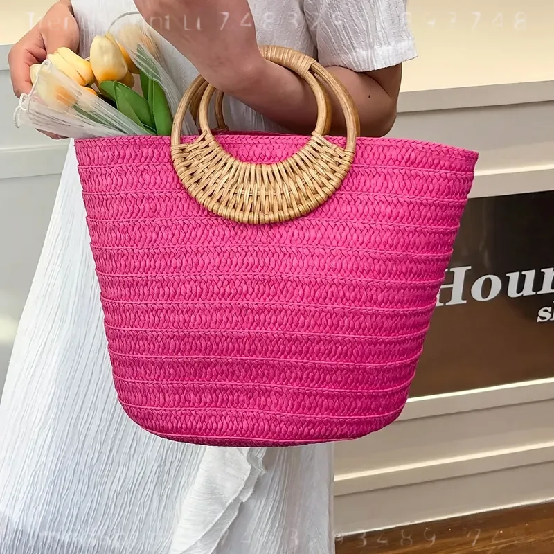 Women Summer Woven Paper Tote  - Tote Bag Beach ulasan dan harga