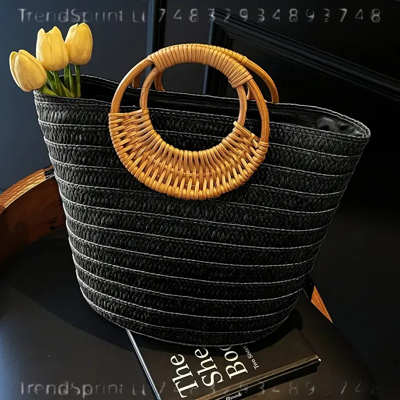 Women Summer Woven Paper Tote  - Tote Bag Beach ulasan dan harga