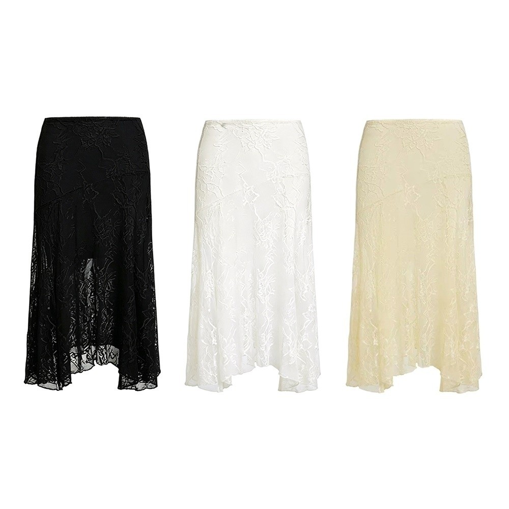 Solid Color Lace Beach Dress S - Midi Skirt Floral ulasan dan harga