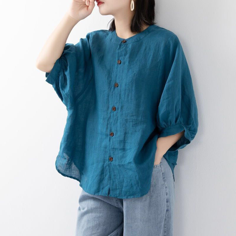 Cotton and linen shirt women's - Blouse Off Shoulder ulasan dan harga