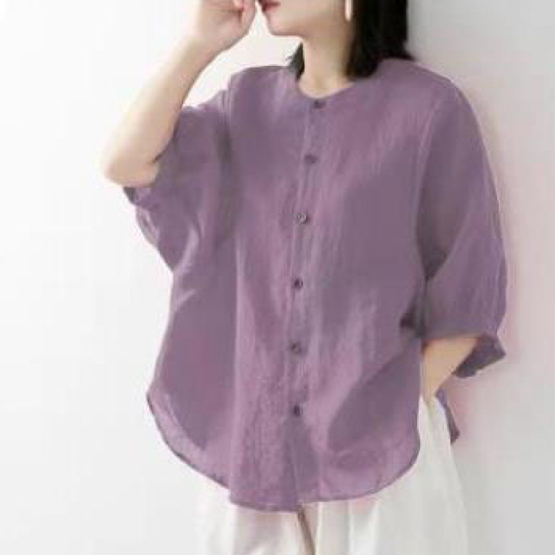 Cotton and linen shirt women's - Blouse Off Shoulder ulasan dan harga