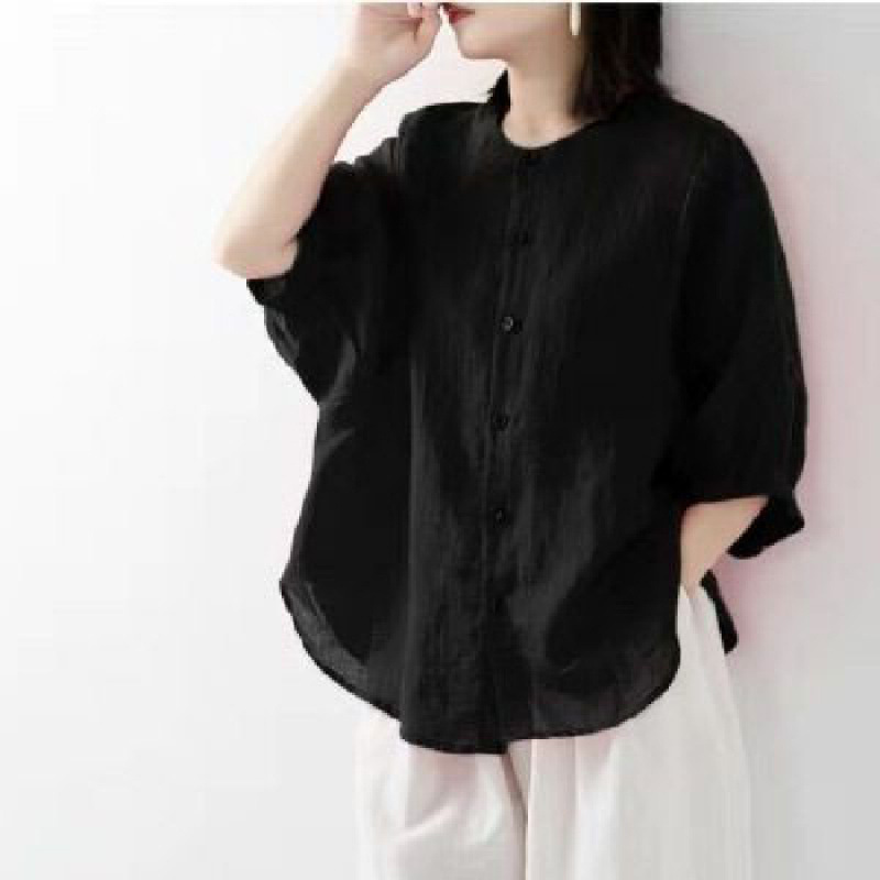 Cotton and linen shirt women's - Blouse Off Shoulder ulasan dan harga
