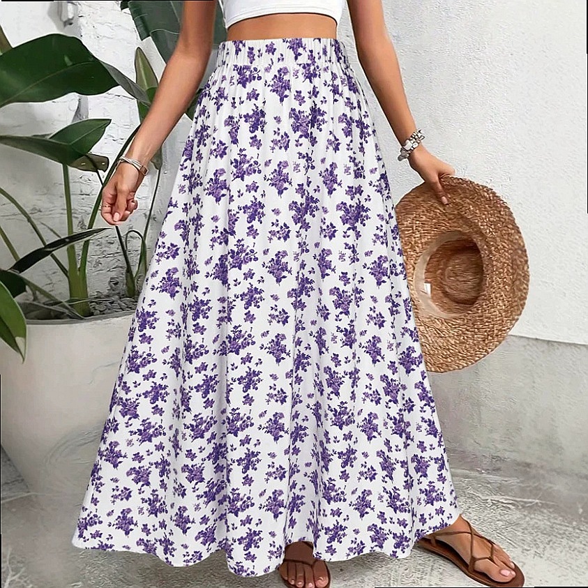 Women's Floral Print Bohemian  - Midi Skirt Floral ulasan dan harga